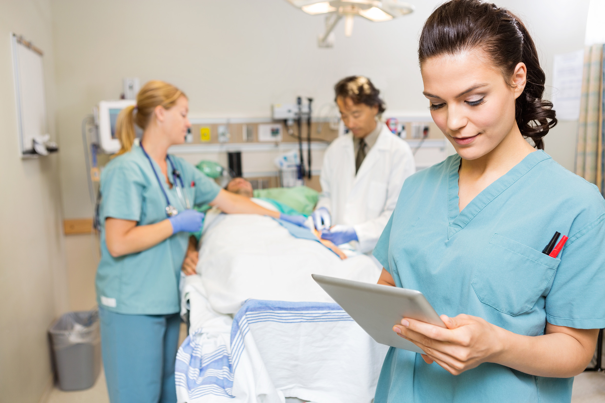 Nurse on tablet